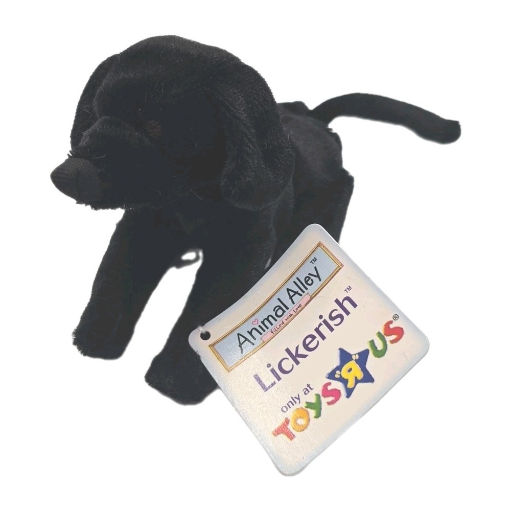 2001  McDonalds Toys R Us Animal Alley Lickerish Black Lab Dog W/Tags Mini PB82